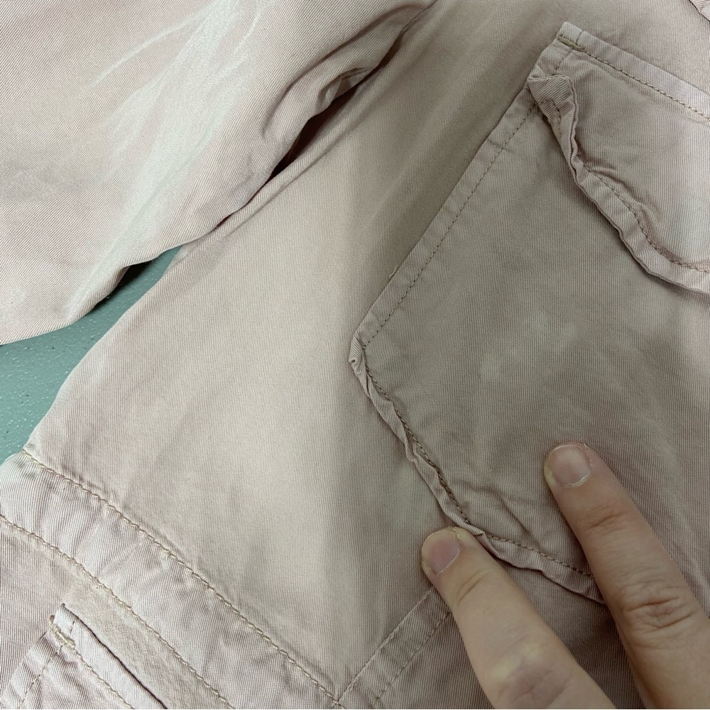 Sanctuary Blush Pink Blouse FLAW Women's Medium Button Front Drawstring Waist - Picture 4 of 10